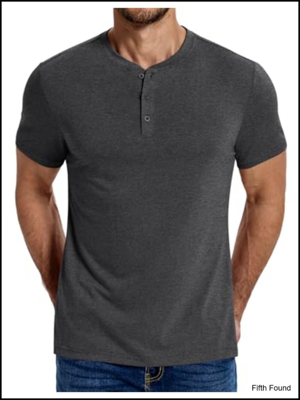 Men's Cotton Henley T-Shirt Three Button Short Sleeve Casual